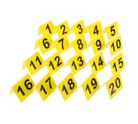 Toyvian Lot de 20 Marqueurs Numériques Multifonctions en Acrylique Jaune 5,5x6,3 Cm, Double Face de V, Numéros de Table Réutilisables pour Restaurant, Bureau et Scène de Crime