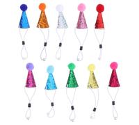 Toyvian Lot de 20 Mini Chapeaux Coniques Pailletés avec Pompon pour Animaux de Compagnie, en Cuir PU, Décorations D’Anniversaire pour Petits Chiens, Chats et Peluches, Accessoire
