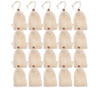 Toyvian Lot de 20 Pochettes à Savonnette en Coton-lin avec Cordon de Serrage, Paquet Filet Exfoliant et Moussant Couleur Café avec Perles en Bois, Séchage Rapide et Soin Corporel