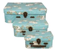 Toyvian Lot de 3 Boîtes Décoratives en Carton à Fleurs pour Bébé, Couleur Bleu Lac, Valises Vintage avec Poignées Métalliques, Coffret Présent Pratique pour Rangement et Loisirs Créatifs,