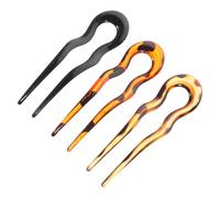 Toyvian Lot de 3 Épingles à Chignon Vintage de U Grandes Fourchettes à Cheveux Françaises en Finition Brillante Motifs Tachetés Noir Léopard Rouge et Léopard Jaune Accessoires Cheveux