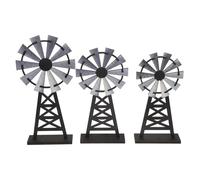 Toyvian Lot de 3 Figurines Moulin à Vent Décoratives en Bois, Mini Moulins Rustiques pour Bureau et Étagère, Ornements Vintage en Bois Naturel, Décor Champêtre Intérieur et