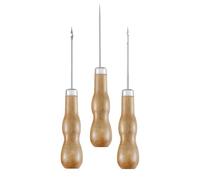 Toyvian Lot de 3 Poinçons de Couture à Manche en Bois, Aiguillons pour Cuir Forme Gourde, Crochet Incurvé et Pointe Droite, Outils de Réparation de Chaussures pour Bricolage et Artisanat