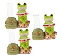 Toyvian Lot De 3 Pots De Fleurs en Forme De Grenouille Transparents pour Décoration De Jardin D'Intérieur Vase en Verre Hydroponique pour Mariage en Céramique en Résine Colorée