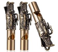 Toyvian Lot de 3 Sifflets en Laiton à Tête de Dragon Multifonctionnels Sifflets de Survie Extérieur Camping Porte-clés Charme Dragon Chinois pour Randonnée et Urgence