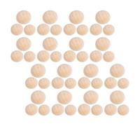 Toyvian Lot de 300 Perles en Bois Fendu Brut 12/15/20 MM - Demi-Sphères Naturelles pour Loisirs Créatifs Peinture Fabrication de Poupées et Décoration DIY