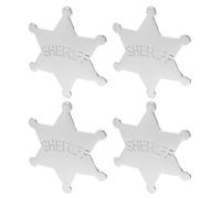 Toyvian Lot de 4 badges de police hexagonaux en alliage : broches de shérif en métal, accessoires de costume pour hommes et femmes, badges pour fêtes et décorations d'Halloween.