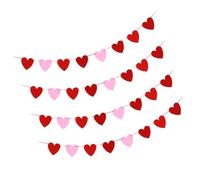 Toyvian Lot de 4 Bannières Murales en Feutre Cœurs Rouges et Roses Décoration Suspendue pour Fête des Amoureux Guirlande de Drapeaux pour Décoration Anniversaire et Mariage de Fête