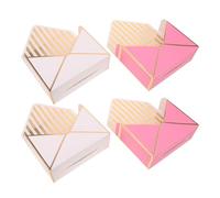 Toyvian Lot de 4 Boîtes Pliables pour Bouquets de Fleurs en Papier Rayé Blanc et Rose Rayures Dorées, Format Enveloppe 20 X 12,5 X 7,5 Cm, Emballage Élégant pour Présents