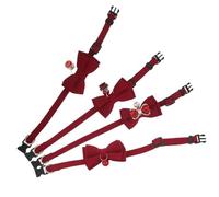 Toyvian Lot de 4 Colliers Ajustables pour Chat et Chien avec Nœud en Perles Pendentifs Cœur et Empreinte Rouge Clochettes Festives Collier Mariage Animal de Compagnie Élégant