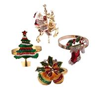 Toyvian Lot de 4 de en Alliage Rouge et Vert Boucle Chic à Thème Père Sapin Cloche et Chaussette Décoration Festive pour Table de Fête