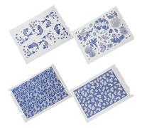 Toyvian Lot de 4 Feuilles de Papier Transfert pour Argile Céramique sous-Glaçure Décalcomanies pour Poterie et Porcelaine Chinoise Traditionnelle Autocollants Décoratifs pour Création