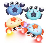 Toyvian Lot De 4 Jouets De Voiture À Pousser pour Les Tout-Petits 1 À 3 Ans Jouets Voiture Bébé Crabe avec Lumière - Voitures Friction Pousser Et Faire pour Les