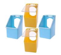 Toyvian Lot de 4 Mangeoires à Oiseaux D’Intérieur pour Pigeons et Perruches Mangeoires Suspendues en Plastique Transparent Couvercle 2 Bleues 2 Jaunes Accessoires Pratiques pour Cages