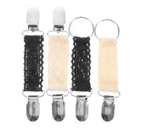 Toyvian Lot de 4 Pinces Élastiques pour Chapeau et Clips pour Pull en Alliage de Zinc et Fil de Coton Couleur Beige et Noir Multifonction pour Voyage Paquet à Dos Châle et Vêtements