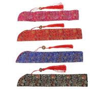 Toyvian Lot de 4 Pochettes pour Éventails Pliants Vintage en Soie avec Pompons Multicolores Étuis Légers pour Mariage Fête Rangement et Transport D’Éventails Pliables