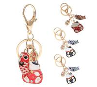 Toyvian Lot de 4 Porte-Clés Amulette Chat Japonerie en Métal Pendentifs Rouges et Bleus Porte-Clés Mignons pour Paquet Clés et Porte-Monnaie Présent Nouvel An et Fête