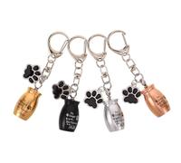 Toyvian Lot de 4 Porte-Clés Urne Funéraire pour Chien et Chat Pendentifs Capsule Mémoire Empreinte de Patte Mini Urnes Commémoratives en Métal Noir Argenté Or et Rose Souvenir