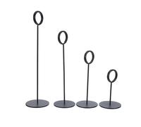 Toyvian Lot de 4 Porte-Noms de Table en Acier Inoxydable, Supports pour Cartes de Mariage Noirs Base Ronde de 10cm, 15cm, 20cm et 23cm, Présentoirs Polyvalents pour Restaurant et Banquet