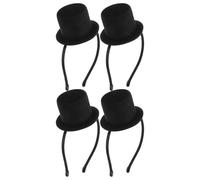 Toyvian Lot de 4 Serrage-Têtes Mini Chapeau Haut-de-Forme Noir Accessoire Rétro Léger et Confortable pour Fête Carnaval Déguisement Années 20 et Soirée à Thème Bandeaux Ornés pour