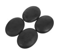 Toyvian Lot de 4 set de Pierres de Massage Chaudes en Roche Basaltique Naturelle, Surface Incurvée 9X7 CM, Couleur Noire, pour Massage Spa, Détente Musculaire et Soins Bien-Domicile