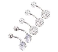 Toyvian Lot de 5 Anneaux de Nombril en Acier Inoxydable Zircon, 3 Boules en Argile Polymère et 2 Cœurs Zircon, Piercing Corporel pour Femme, Bijou Piercing Nombril, Usage Quotidien
