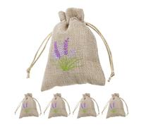 Toyvian Lot de 5 Sachets Lavande Vides en Lin Imitation 10x14 Cm Cordon, Pochette Parfum Rechargeable, Tissu Respirant et Design Délicat pour Mariage