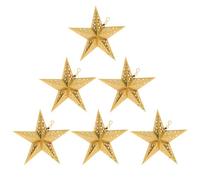 Toyvian Lot de 6 Abat-Jours Pentagrammes en Papier Origami 3D Doré 30 CM Décorations Suspendues pour Intérieur Ornement Étoile Creux Motifs Lune et Étoiles Décoration Plafond Maison et