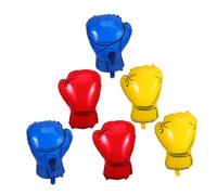 Toyvian Lot de 6 Ballons Gonflables de Moufles de Boxe Rouges Jaunes et Bleus Décoration Colorée pour Fête D’Anniversaire Garçon Thème Boxe et Match de Lutte