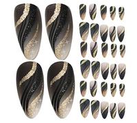 Toyvian Lot de 6 Boîtes de Faux Ongles à Paillettes Scintillants 24 Pièces par Boîte Capsules D’Ongles Adhésives Réutilisables Extensions D’Ongles pour Manucure DIY Accessoires pour