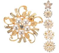 Toyvian Lot de 6 Broches Décoratives pour Vêtements en Perles Artificielles et Cristaux, Accessoires Polyvalents pour Mariage, Foulards et Cérémonie, Design Floral Élégant et Chic,