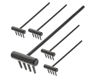 Toyvian Lot de 6 Mini Râteaux Zen pour Jardin et Table à Sable, Petits Râteaux Décoratifs Noirs 4 Pieds, Accessoires Précis pour Motifs et Détente Spirituelle