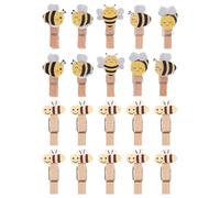 Toyvian Lot de 60 Pinces à Linge décoratives avec Cordon en Jute, pour | Petites pinces décoratives en bois, pour accrocher des photos, activités manuelles en classe, pratiques pour la décoration