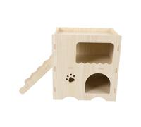 Toyvian Maison en Bois Massif pour Hamster habitats clapier Jouets pour Cages à Hamsters échelle Escalade nid de cachette de Hamster drôle de Hamster de nid de Hamster Beige