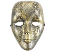 Toyvian Masque Intégral Vénitien Vintage en Plastique Or, Texture Robuste et Résistant, pour Bal Masqué et Fête Costumée