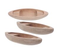 Toyvian Mini-Bateau en Bois Lot de 3 Canoës Décoration de Maison de Poupée Micro-Jardin Ornement de Paysage Statue de Bateau pour Chambre d'Garçon et Filles Finition Artisanale de Table ou Salon