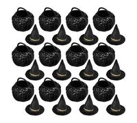 Toyvian Mini Chaudrons Noirs en Plastique et Mini Chapeaux de Sorcière pour Décoration d'halloween, Compacts et Résistants, pour Bureau ou Rebord de Fenêtre