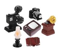 Toyvian Mini Doll House Retro Appliance Set Vintage Camera Mini TV Model Small Electric Props for Home Decor and Scenic Display Realistic Miniature Accessories for Dollhouse