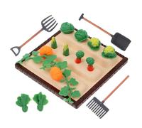 Toyvian Mini-Jardin de Ferme, Figurines de Légumes Miniatures avec Pelle Et Râteau, Modèle de Micro-Paysage en Résine pour Décoration de Maison de Poupée, Terrarium Extérieur Et Mini-Ferme à
