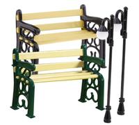 Toyvian Mini Lampadaire et Banc Décoratifs pour Maison de Poupée Accessoires Miniatures Verts et Noirs Modèle de Rue Miniature pour Décoration de Maison Scène Noël et Micro-Paysage