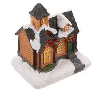 Toyvian Mini Maison de Noël LED Village Décoratif Résine Chalet de Noël Miniature pour Centre de Table Lumière Douce pour Décoration Hivernale