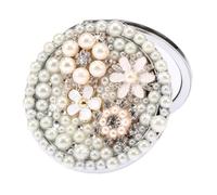 Toyvian Mini Miroir de Maquillage Compact en Métal, Grossissant Portable | Réflexion Nette, Format de Poche, Style Rétro Simple, Beige, pour Sortie, Pique-niques