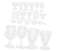 Toyvian Miniature Doll House Dessert Cup Set Plastic Mini Cups for Dollhouse Kitchen Decoration Realistic Colors and Various Styles Safe and Vivid Tableware Models for Réutilisable