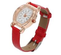 Toyvian Montre à Quartz pour Femme Rectangulaire Rétro, Bracelet Réglable Rouge, Montre la Mode pour Usage Quotidien et Occasions Spéciales, Style Vintage Élégant