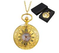 Toyvian Montre de Poche Vintage Alliage Antirouille avec Chiffres Romains Unisexe Montre Mécanique Décorative avec Étui de Rangement Compact