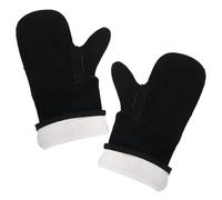 Toyvian Moufles Barbecue en Cuir Noir Résistants à Chaleur pour Cuisson | Doublure Coton, Protection Avant-bras, pour Cheminée et Poêles en Fonte, Usage la Cuisine