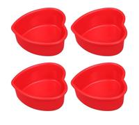 Toyvian Moules à Gâteau en Silicone de Cœur 4pcs, Design Pliable, Résistant Congélateur, Pâtisserie Fabrication de Glaces