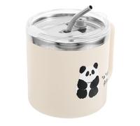 Toyvian Mug et Fonction Multifonction en Acier Inoxydable Isotherme Beige avec Couvercle et Paille, Design Élégant pour Café et Boissons Chaudes ou Froides