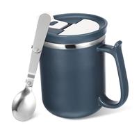 Toyvian Mug Portable avec Couvercle Étanche Infuseur à Thé et Cuillère Acier Inoxydable pour Boissons Chaudes et Froides Bureau et Voyage