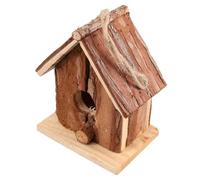 Toyvian Nichoir en Bois à Double Pente pour Jardin, Cage à Oiseaux Extérieure Suspendue, Nid D'oiseau Créatif en Bois Naturel, Protection Vent et Pluie, pour Petits Couleur Aléatoire